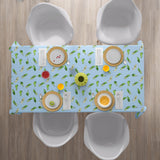 Mantel de Hule Watercolor tangerine leaves blue