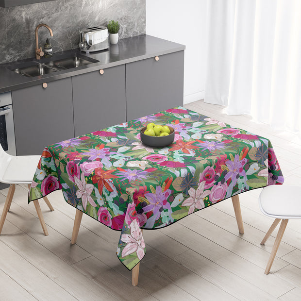 Mantel de Hule Lily and Colorful Flowers Pattern