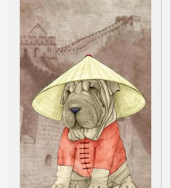Cuadro Sharpei With The Great Wall