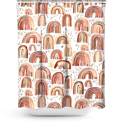 Cortina de Baño Cute Watercolor Rainbows Terracota Deser