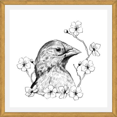 Cuadro Pajarito con flores