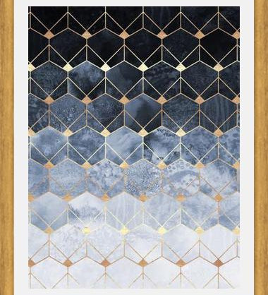 Cuadro Blue Hexagons And Diamonds