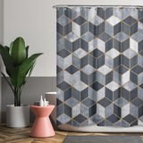 Cortina de Baño Geométrico Cubos - Azul