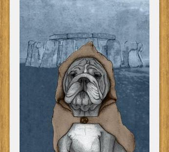Cuadro English Bulldog With Stonehenge