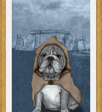 Cuadro English Bulldog With Stonehenge