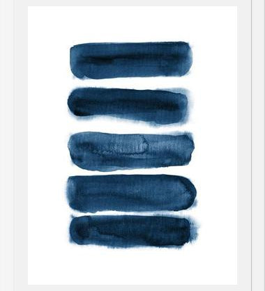 Cuadro Indigo blue watercolor brush strokes