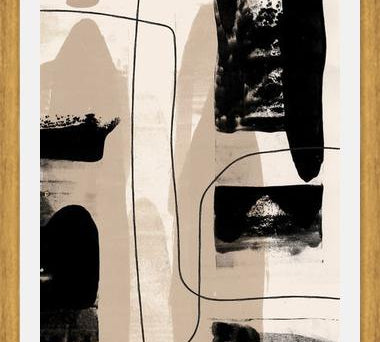 Cuadro Abstracto Beige Blanco y Negro I