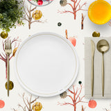 Mantel de Hule Winter minimal trees orange