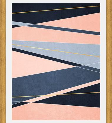 Cuadro Líneas Elegantes - Rosa y Azul
