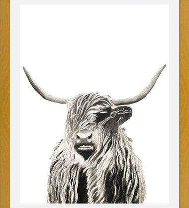 Cuadro Highland cow watercolor