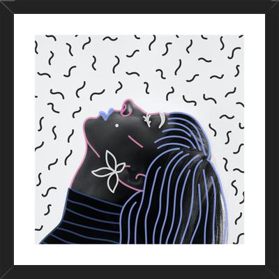 Cuadro Woman Portrait Lines Flower