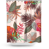 Cortina de Baño Hand Drawn Monstera, Palm Leaves Nature Pink