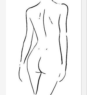 Cuadro Female body sketch 2 - Black and white