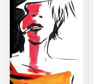 Cuadro mujer fumando