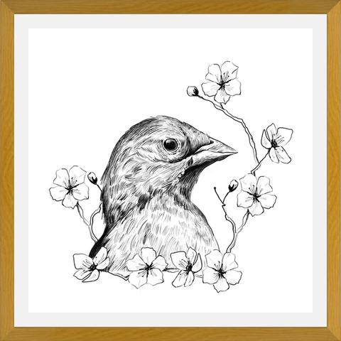 Cuadro Pajarito con flores