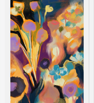 Cuadro Arte floral abstracto oleo digital
