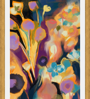 Cuadro Arte floral abstracto oleo digital