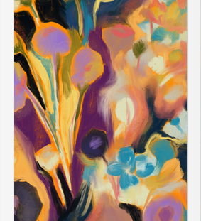 Cuadro Arte floral abstracto oleo digital