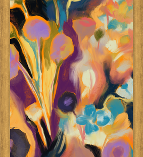 Cuadro Arte floral abstracto oleo digital