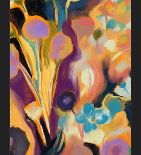 Cuadro Arte floral abstracto oleo digital