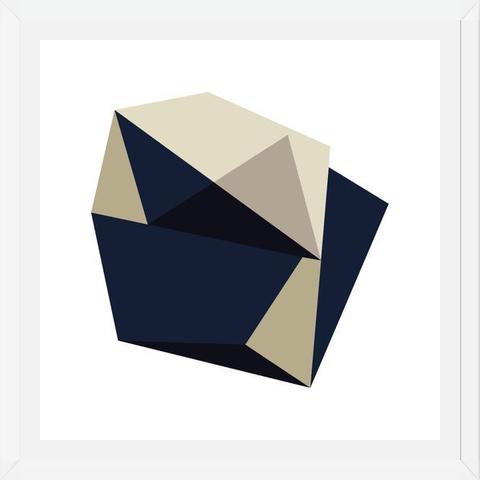 Cuadro Geométrico Azul y Beige
