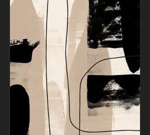 Cuadro Abstracto Beige Blanco y Negro I