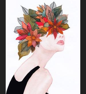 Cuadro Woman in flowers, watercolor 2