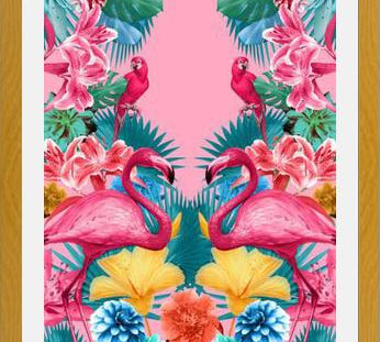 Cuadro Flamingo and Tropical garden