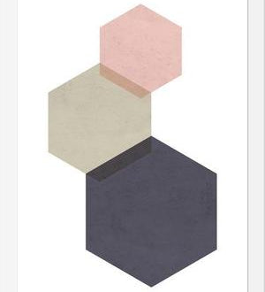 Cuadro 3 hexagons - pink