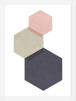 Cuadro 3 hexagons - pink