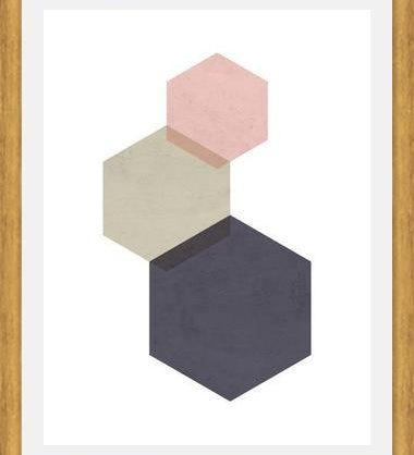 Cuadro 3 hexagons - pink