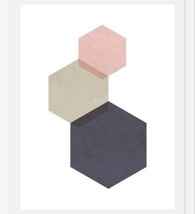 Cuadro 3 hexagons - pink