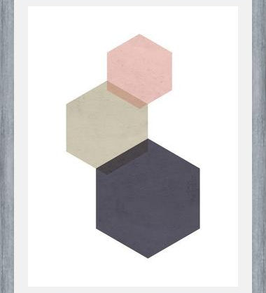 Cuadro 3 hexagons - pink