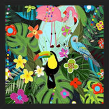Cuadro Tropical flowers and birds. Vibrant colored botani
