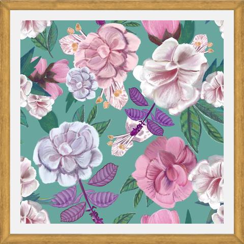 Cuadro Basil Flowers and Roses Pattern