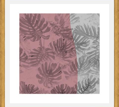 Cuadro Tropical Leaves Rose