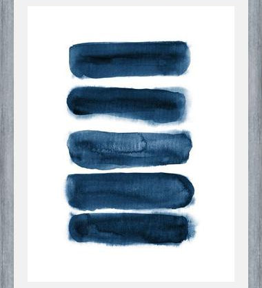 Cuadro Indigo blue watercolor brush strokes