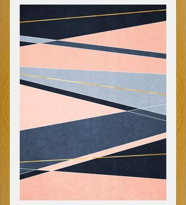 Cuadro Líneas Elegantes - Rosa y Azul