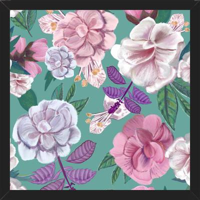 Cuadro Basil Flowers and Roses Pattern