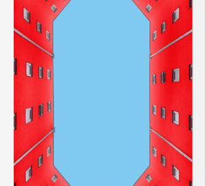 Cuadro edificio rojo