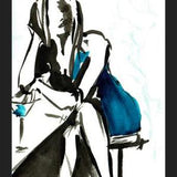 Cuadro mujer sentada de azul