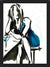 Cuadro mujer sentada de azul