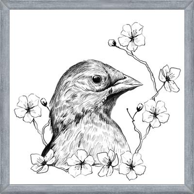 Cuadro Pajarito con flores