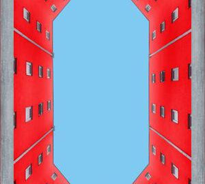 Cuadro edificio rojo