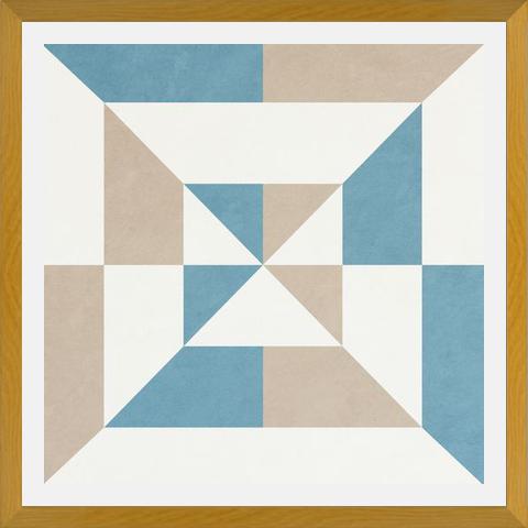 Cuadro Geométrico Azul y Beige