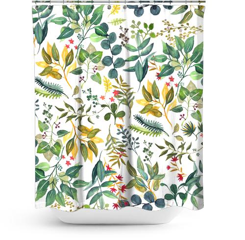 Cortina de Baño Plantas en acuarela