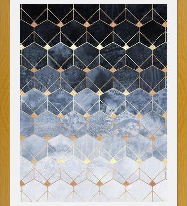 Cuadro Blue Hexagons And Diamonds