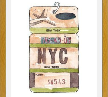 Cuadro NEW YORK VINTAGE FLIGHT TAG