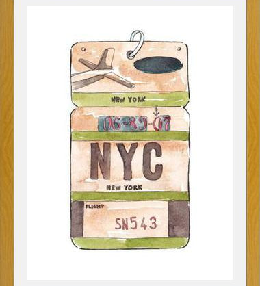 Cuadro NEW YORK VINTAGE FLIGHT TAG