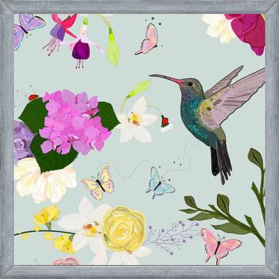 Cuadro Hummingbird and Flowers. Hydrangea, Vanilla, Fucis